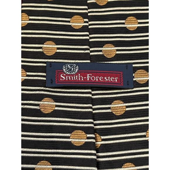Vintage Smith Forester Black Gold 100% Imported Silk Men’s Neck Tie Made In USA - Picture 8 of 9